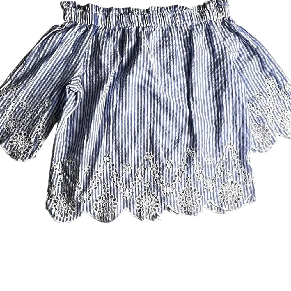 Style Envy Off Shoulder Striped Blouse Sz L